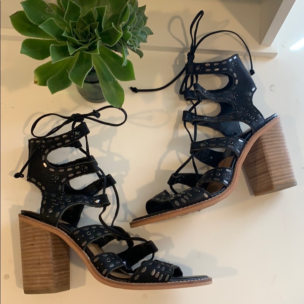 Dolce Vita Lyndie Studded Lace up Block Heels